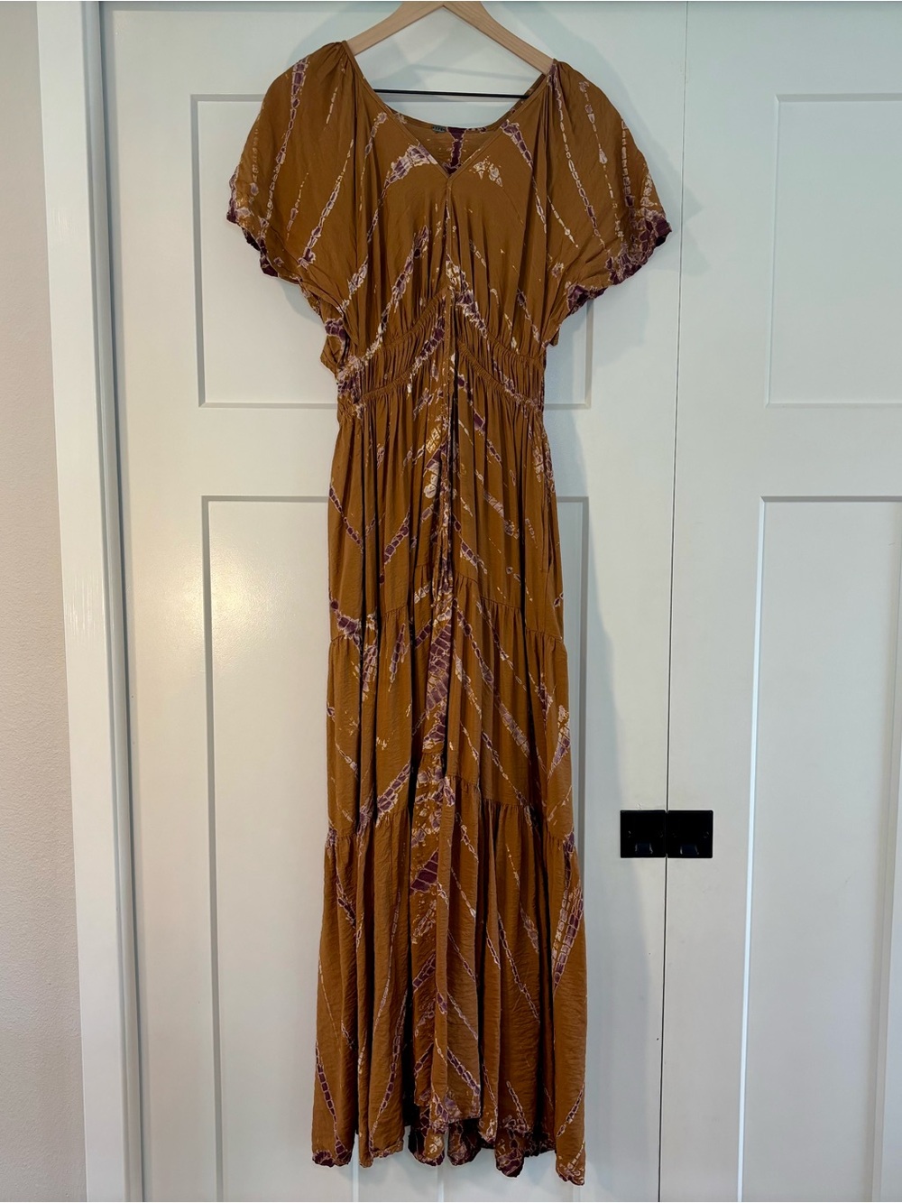 Young Fabulous & Broke V-neck Tie-Waist Tiered Bohemian Maxi Dress